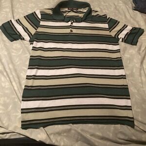 Classic Striped Polo Shirt in Green and White